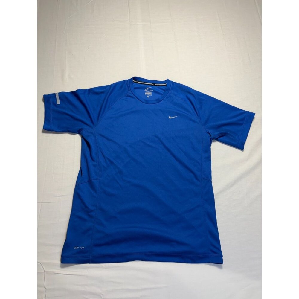 Nike Running Dri Fit Mens T Shirt M Heather Blue Short Sleeve Breathable Logo